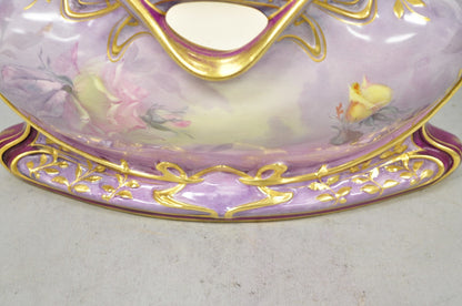 Antique Franz Anton Mehlem Royal Bonn Germany Art Nouveau Purple Jardinière Vase