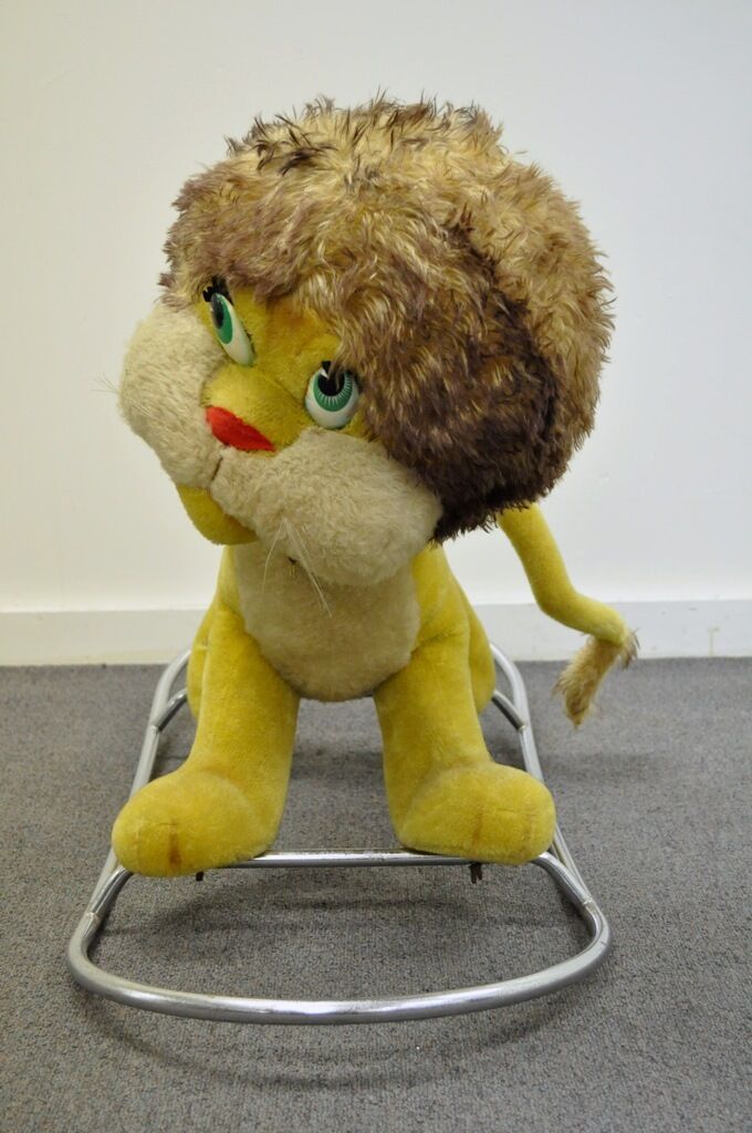 Vintage Italian Trupa Trudi Plush Stuffed Lion Rocking Childs Rocker Hobby Horse