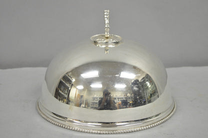 Vintage English Edwardian Style Silver Plated 10" Round Serving Dish Plate Cover