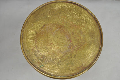 Antique Chinoiserie Oak Barley Twist Chinese Brass Dragon Side Table by Ferguson