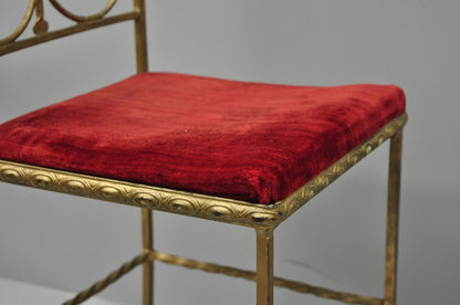 Antique Italian or Spanish Hollywood Regency Gold Iron Gothic Small Side Chair