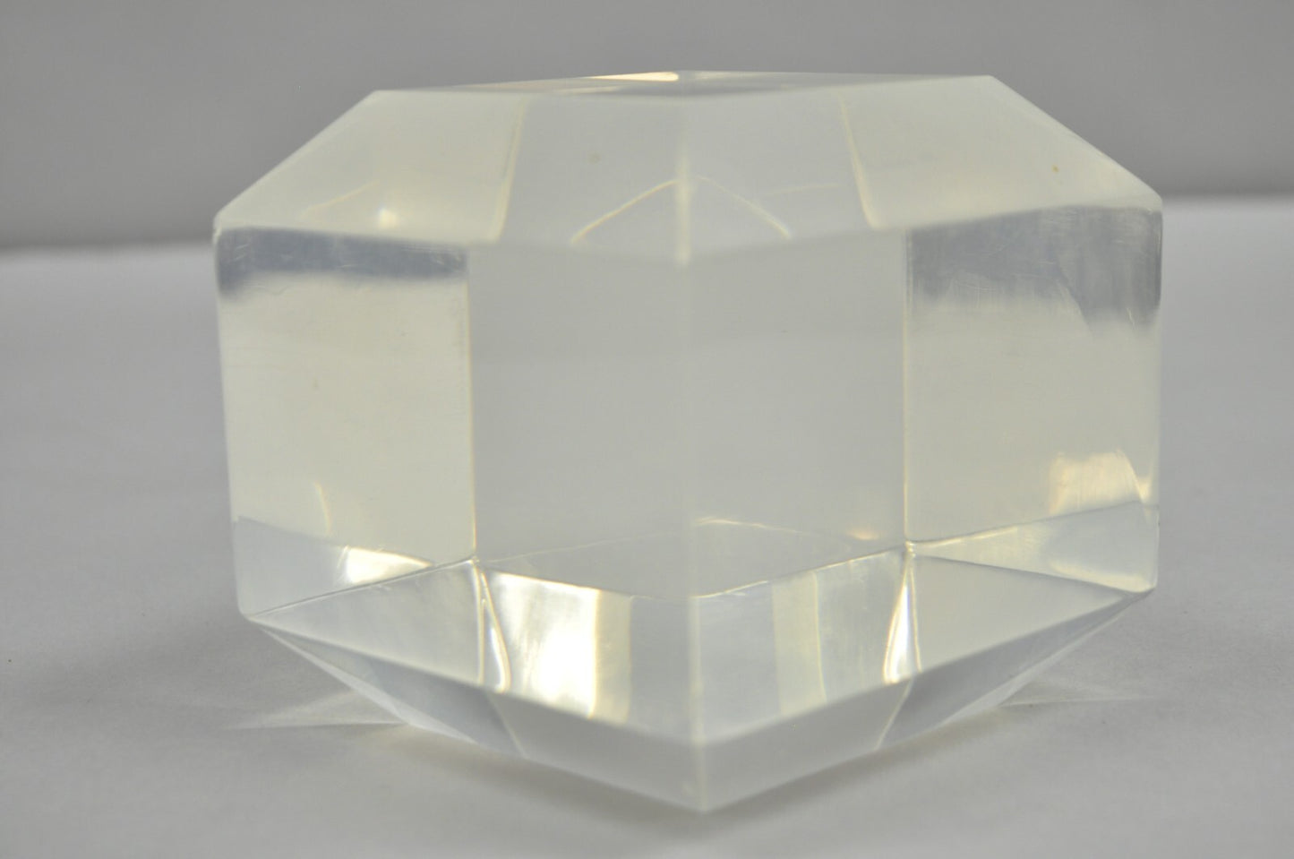 Vintage Mid Century Modern Thick Clear Lucite Sculptural Desk Paperweight