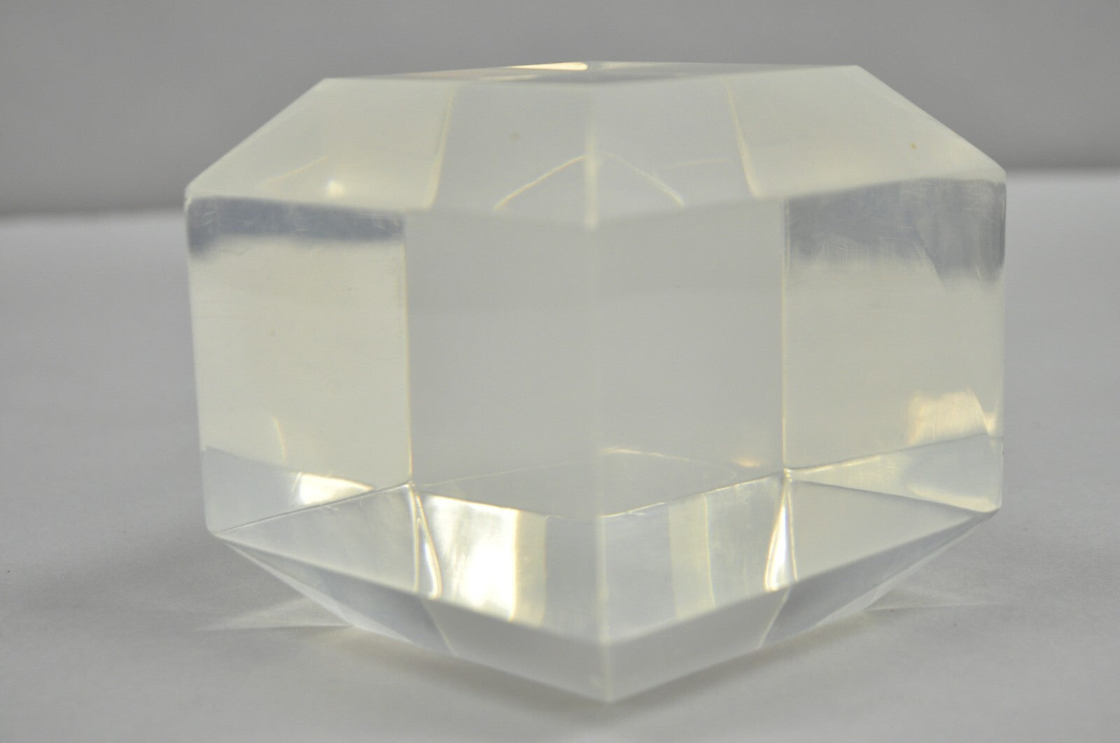 Vintage Mid Century Modern Thick Clear Lucite Sculptural Desk Paperweight