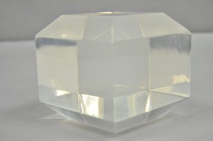 Vintage Mid Century Modern Thick Clear Lucite Sculptural Desk Paperweight