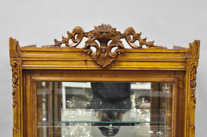Vintage French Baroque Style Carved Wood & Glass Curio China Display Cabinet