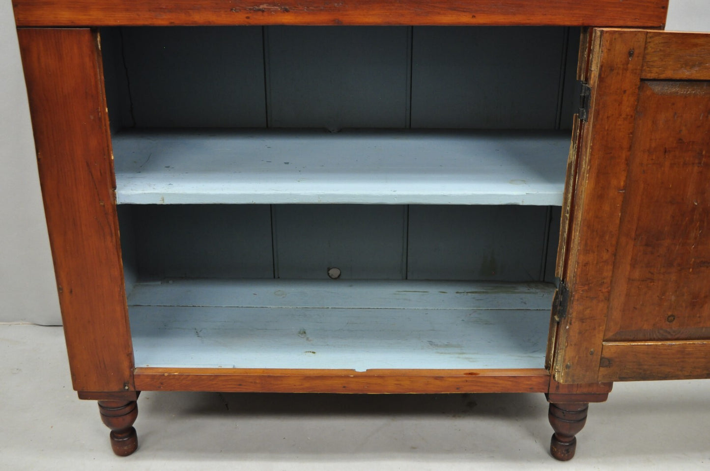 Antique French Country Colonial Pine Wood 50" H Drysink Kitchen Jelly Cupboard