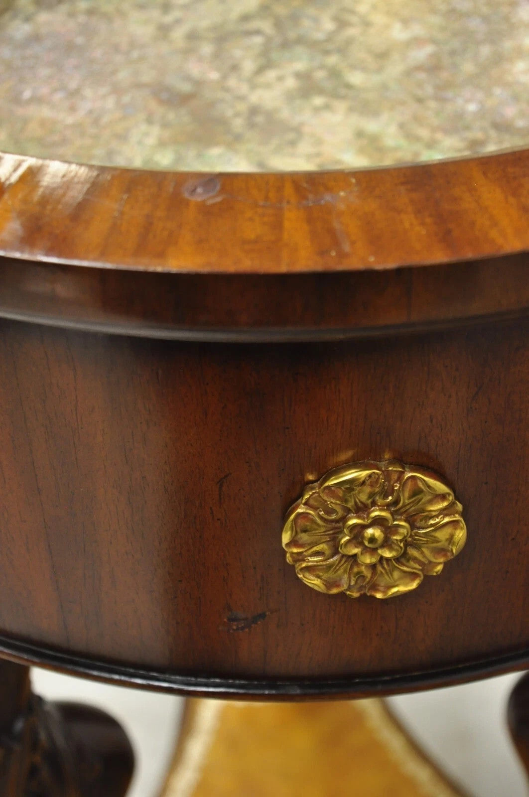 Maitland Smith Regency Style Mahogany Carved Lion Leather Base Cellarete Planter