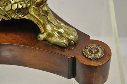 Antique French Empire Bronze Figural Swans Paw Foot Pedestal Base Low Side Table