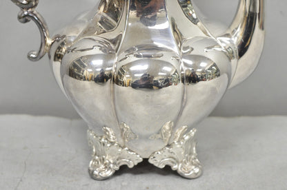Vintage Victorian Silver Plated Bulbous Footed Tea Pot Tea Kettle