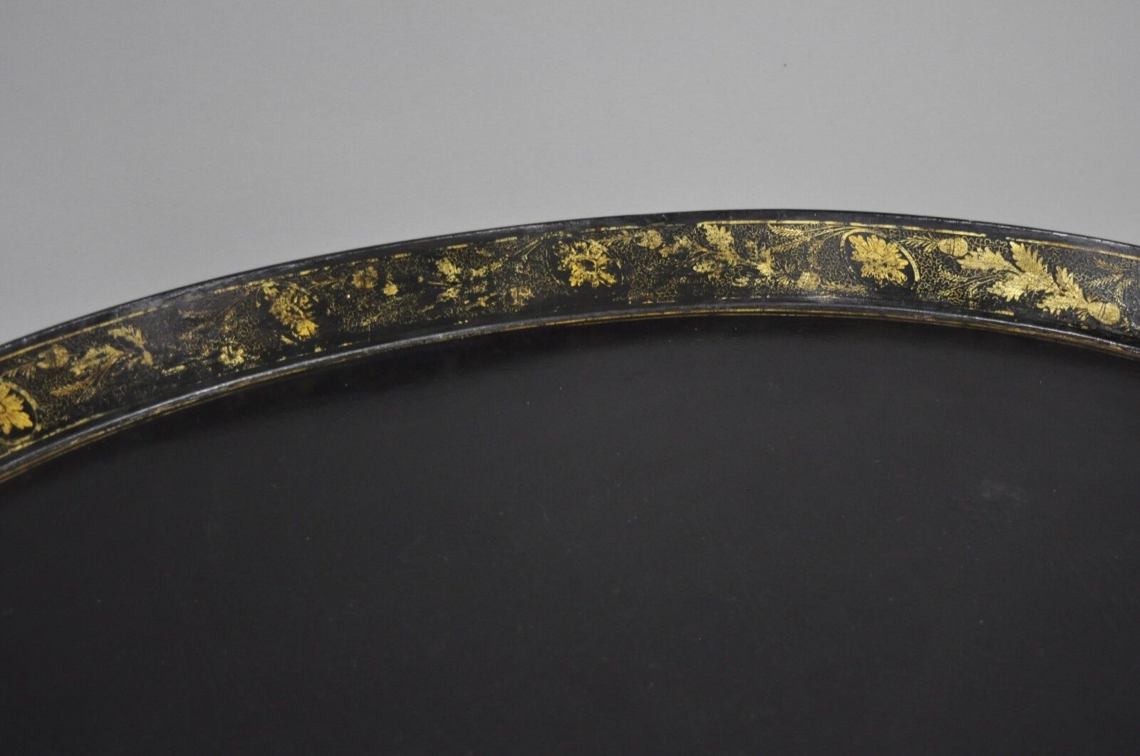 19th C. English Victorian Leather Tole Tray Coffee Table on Faux Bamboo Base