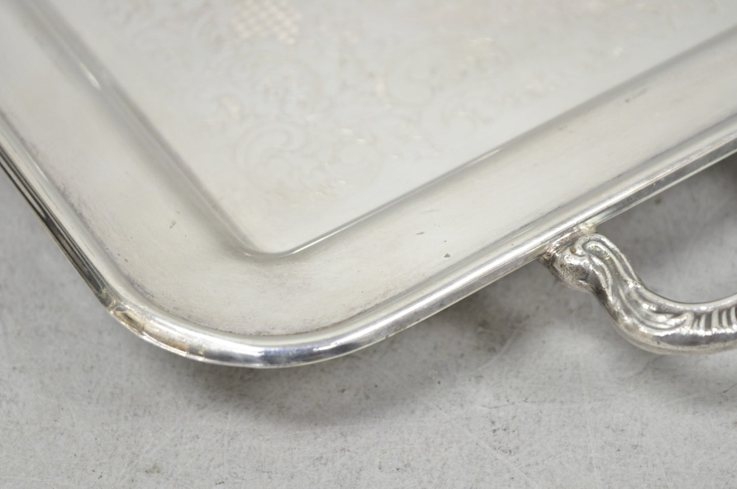 Vintage Leonard Silver Plated Small Twin Handle Serving Platter Bar Tray