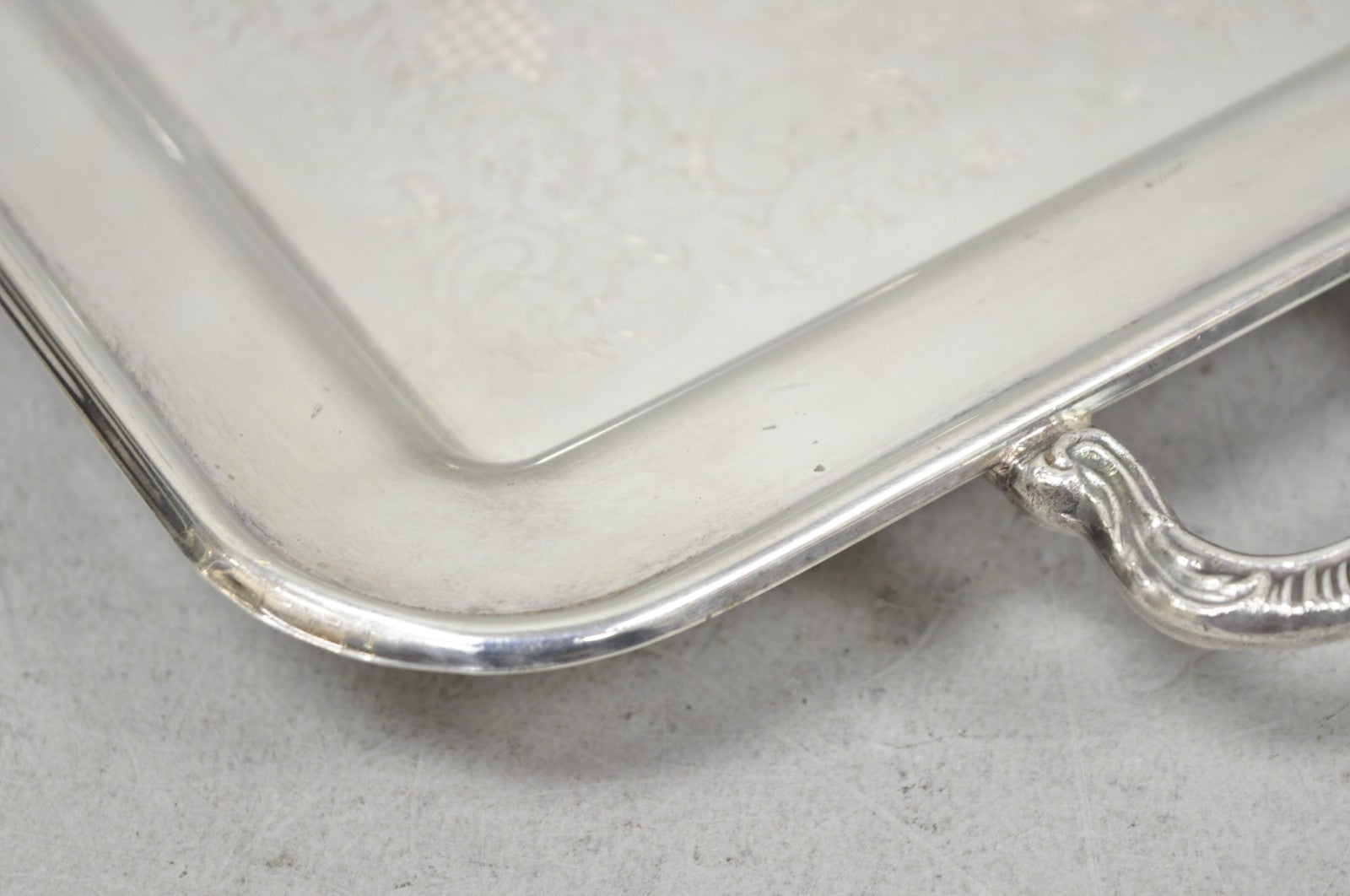 Vintage Leonard Silver Plated Small Twin Handle Serving Platter Bar Tray