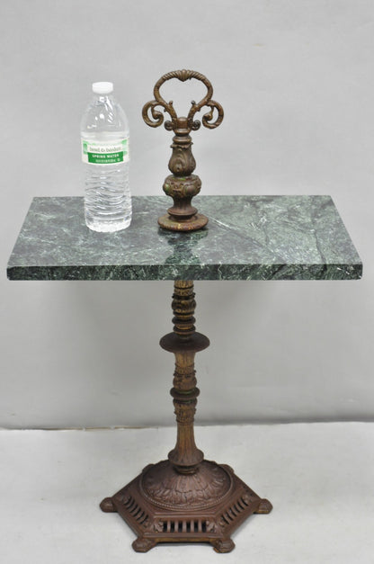 Antique Victorian Green Marble Cast Iron Pedestal Base Smoking Stand Side Table