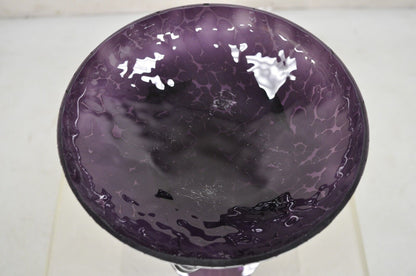 Vintage Hand Blown Italian Murano Glass Style Purple Compote Candy Dish