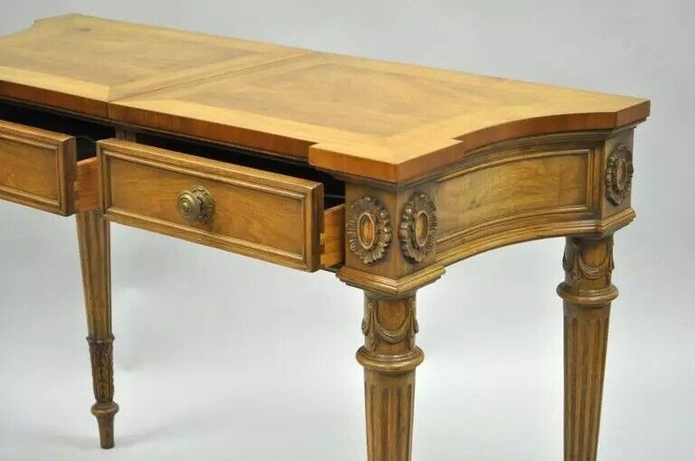 Vintage Karges Walnut French Regency Style Extension Server Console Sofa Table