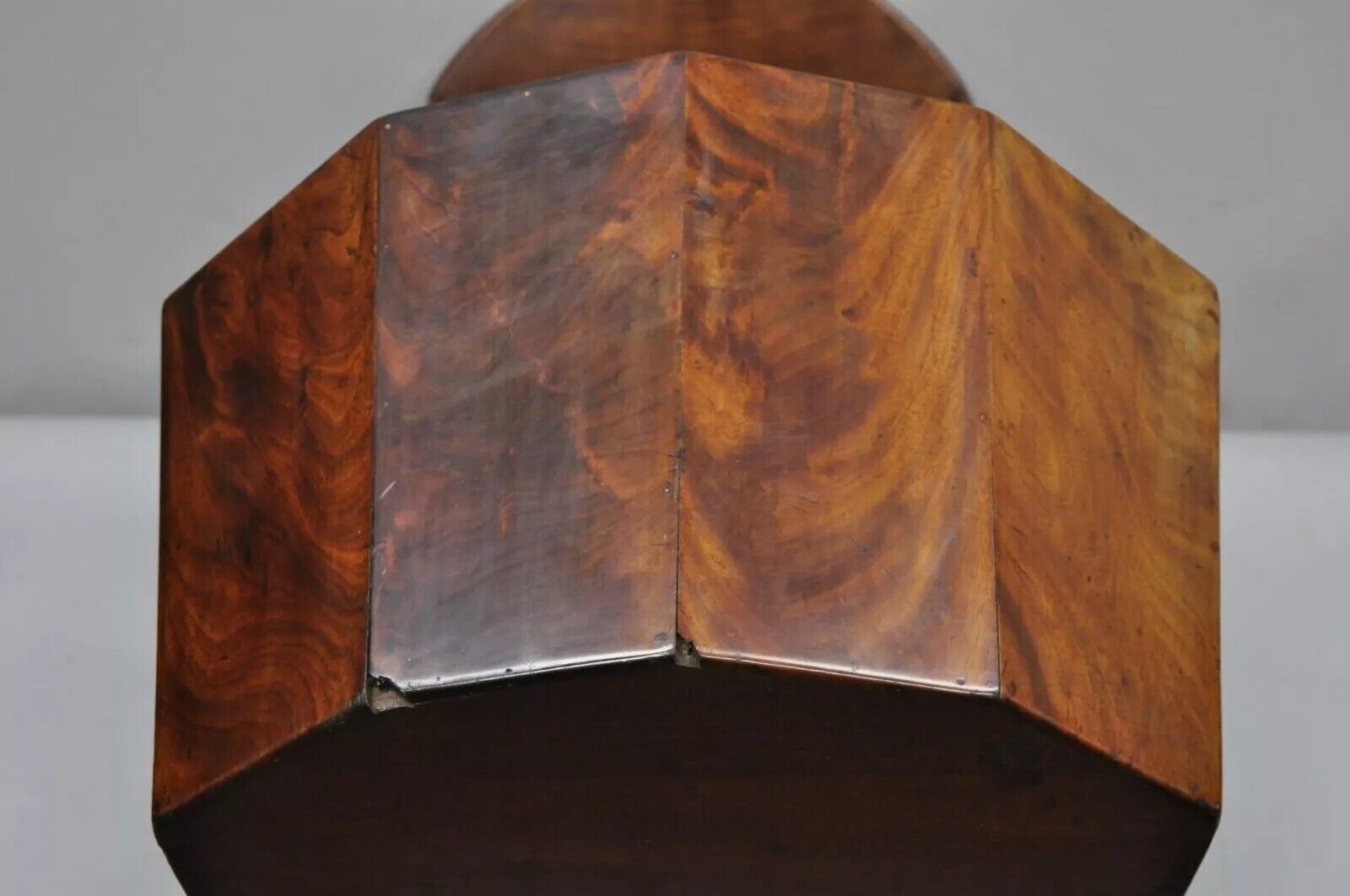 Antique Victorian Dovetailed Crotch Mahogany Wooden Hooded Baby Cradle