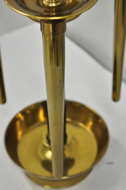 Tommi Parzinger Style Mid Century Modern Tall Brass Hurricane Shade Candelabra