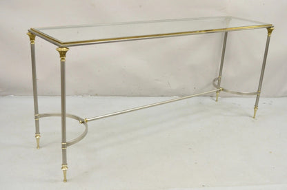Neoclassical Directoire Maison Jansen Style Steel & Brass Console Sofa Table