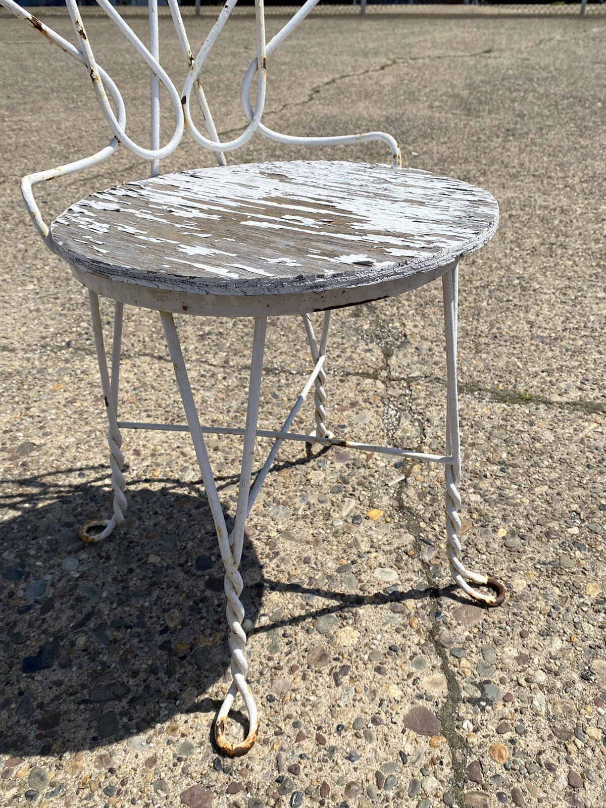 Antique French Bistro Twisted Wrought Iron Ice Cream Parlor Chairs -  a Pair