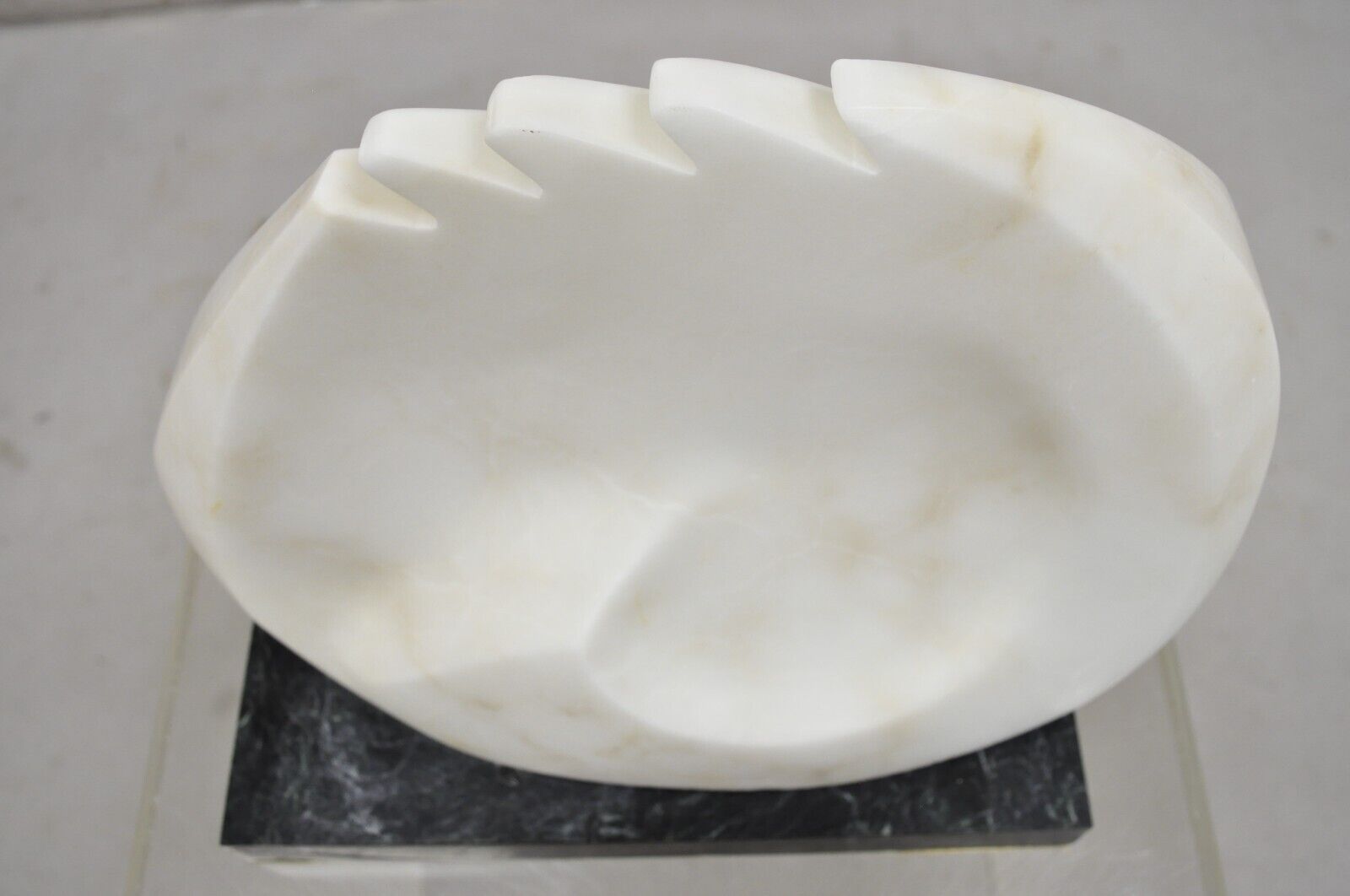 Sheryl C. Benjamin Carved Marble Abstract Modernist Sculpture on Marble Base