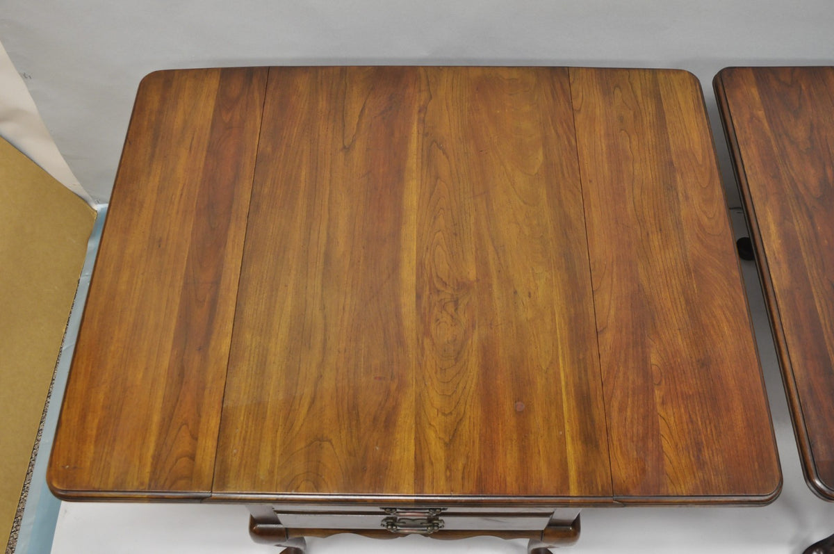 Vintage Pennsylvania House Cherry Wood Drop Leaf Pembroke End Tables - a Pair