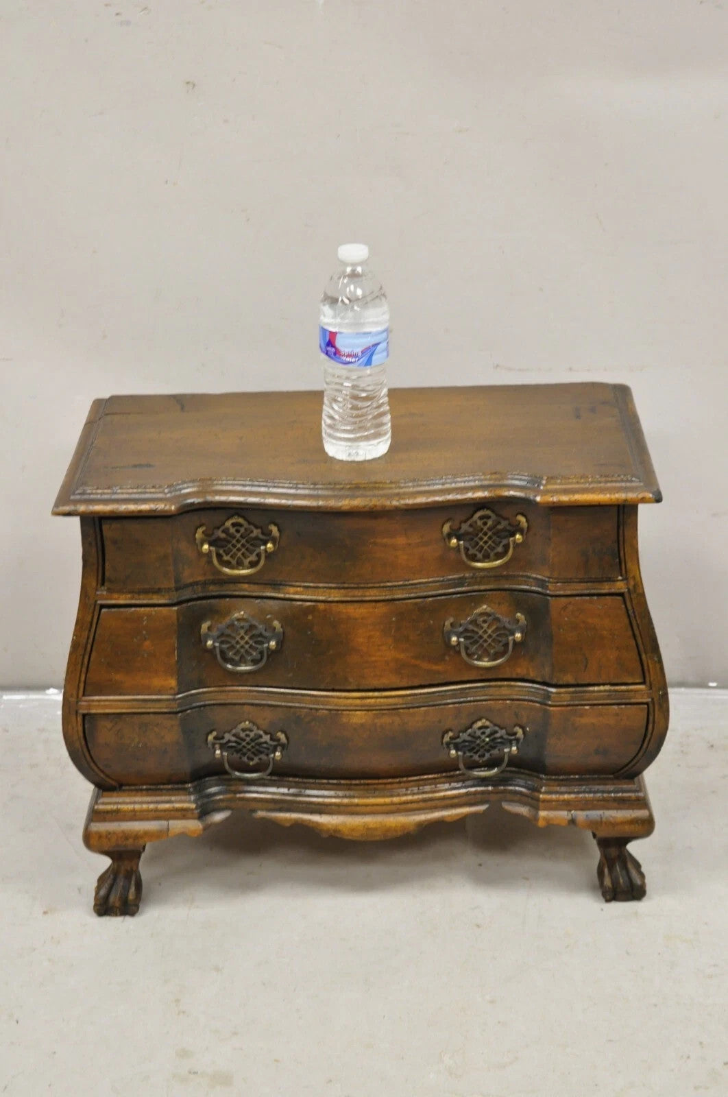 Vintage Small Salesman Sample Chippendale Georgian Style 3 Drawer Bombe Commode