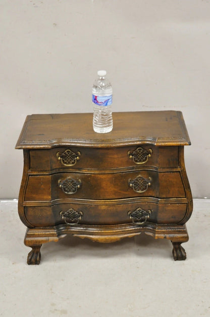 Vintage Small Salesman Sample Chippendale Georgian Style 3 Drawer Bombe Commode