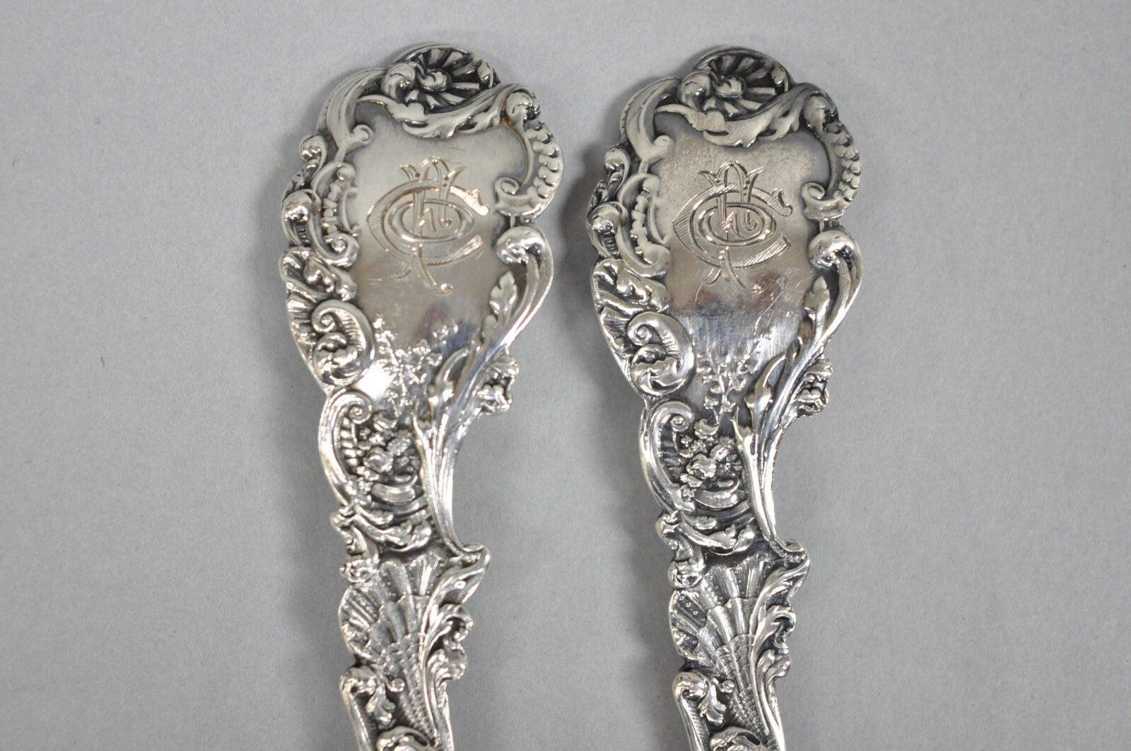 Antique Gorham Versailles Sterling Silver Flatware Salad Serving Fork Spoon Set