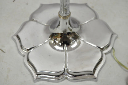 Vintage Hollywood Regency Faux Bois Faux Bamboo Chrome Lotus Floor Lamp