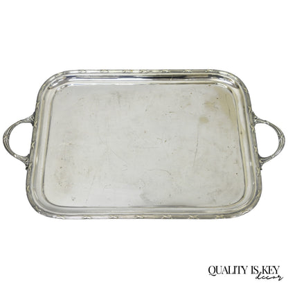 Antique Waring & Gillow English Edwardian Lrg Silver Plated Serving Platter Tray