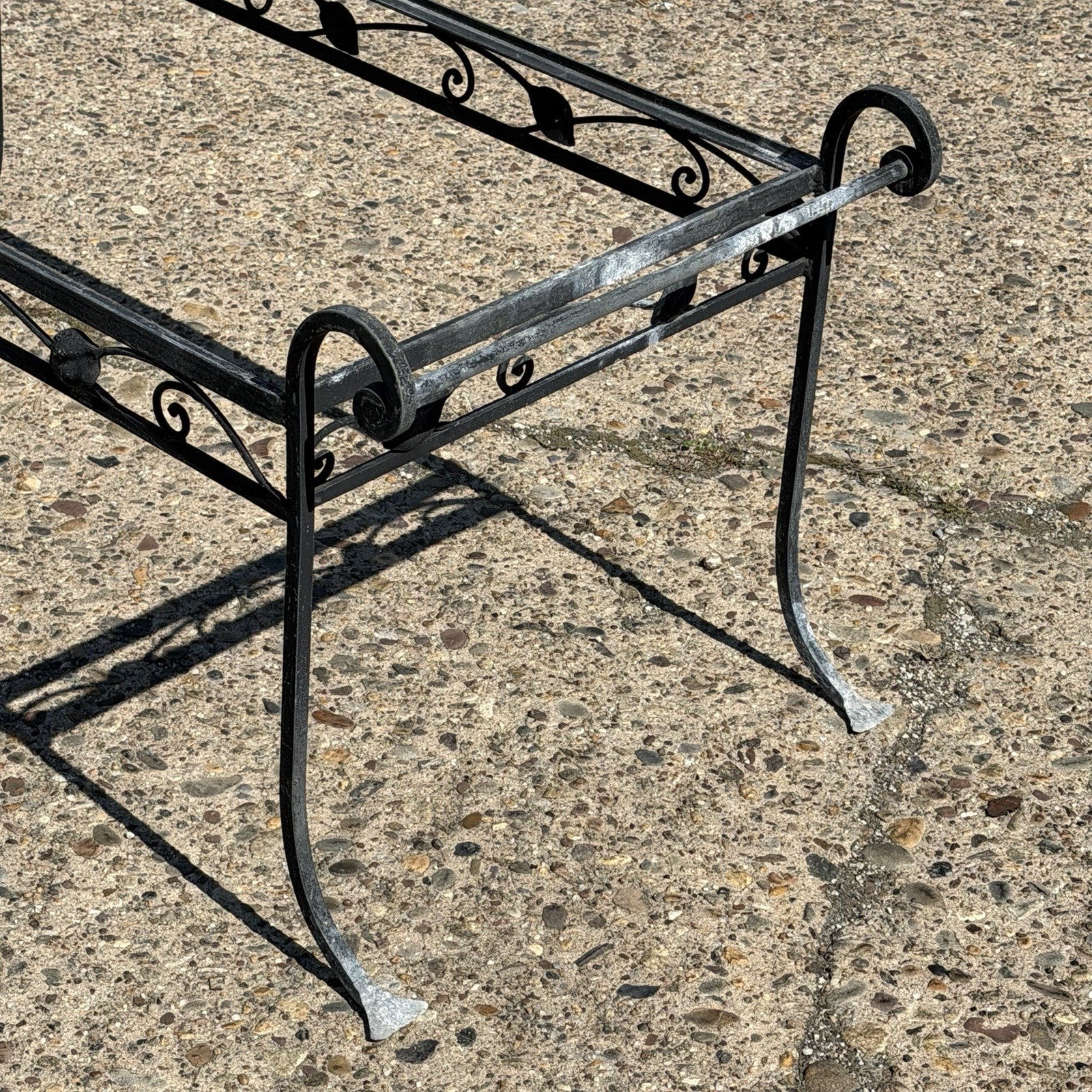 Vintage Salterini Art Nouveau Wrought Iron Garden Patio Rectangular Coffee Table