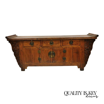Antique Carved Hardwood Chinese Altar Console Table Sideboard Buffet Credenza