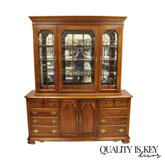 Stanley American Craftsman Cherry Wood Lexington Hutch China Display Cabinet