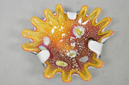 Vintage Murano Italian Art Glass Millefiori Clam Shell Candy Dish Bowl (A)