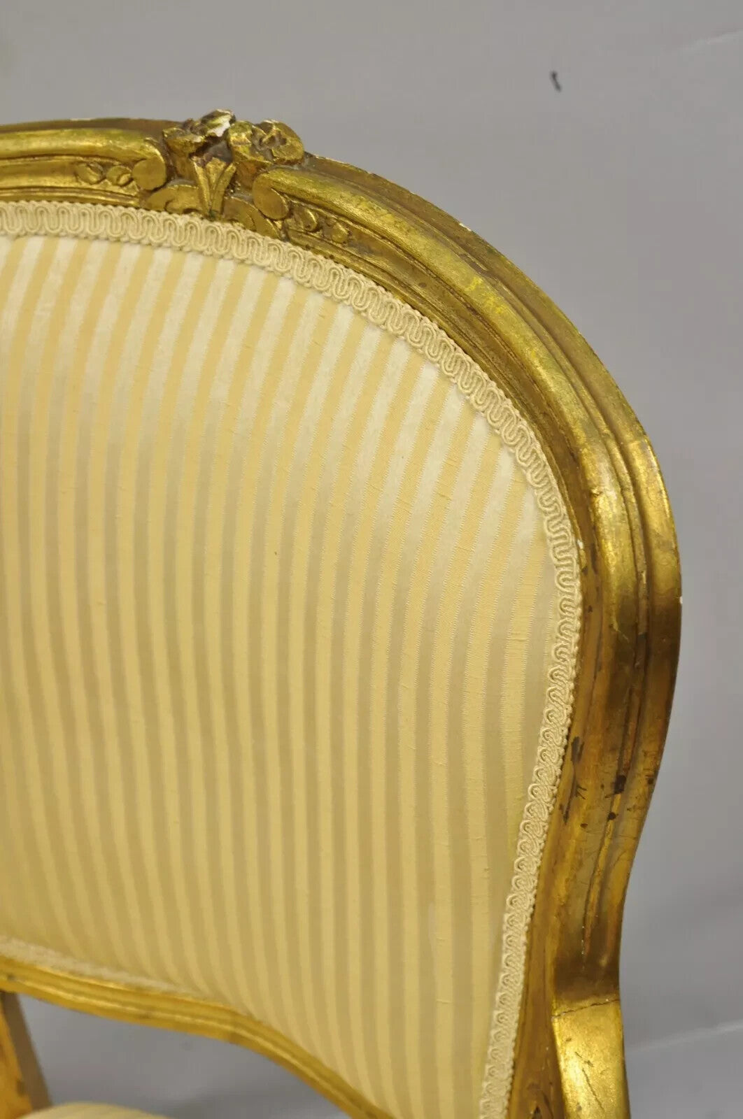 Vintage French Louis XV Style Gold Gilt Wood Arm Chairs to Refinish DIY - a Pair