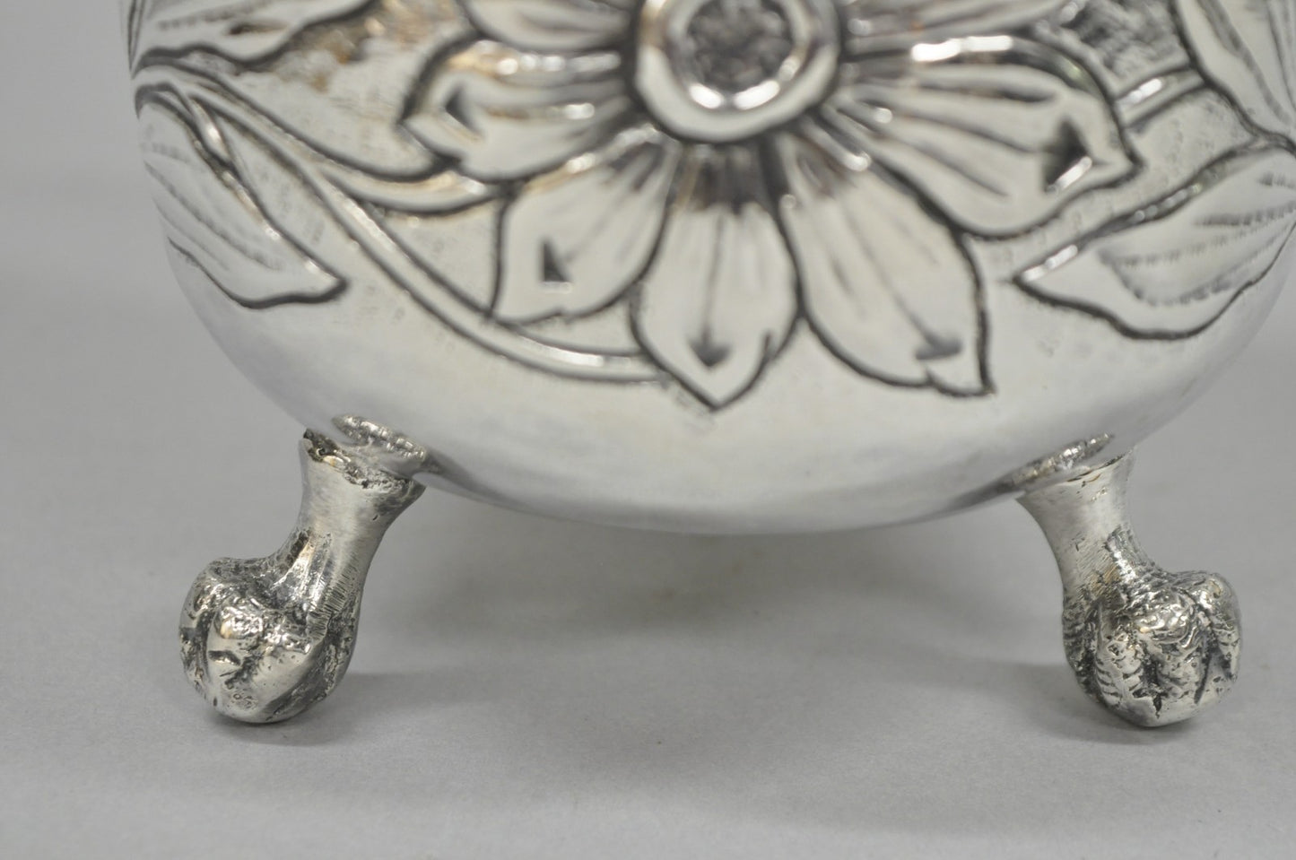 Vintage Art Nouveau Floral Repousse Silver Plated Footed Water Pitcher