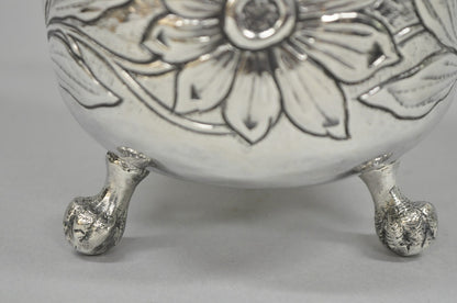 Vintage Art Nouveau Floral Repousse Silver Plated Footed Water Pitcher