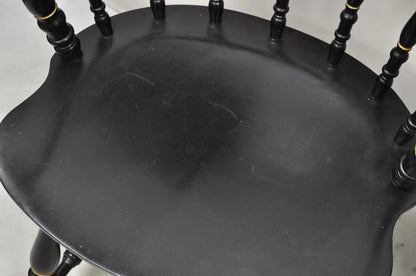 Vintage S. Bent & Bros Black Painted Eagle Colonial Pub Arm Chairs - a Pair