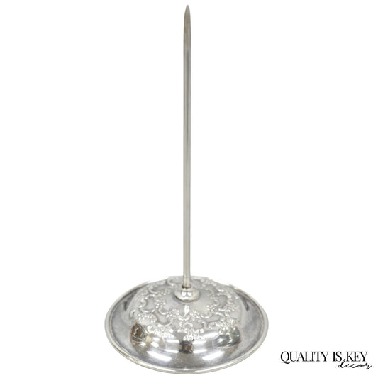 Vintage Victorian Style Silver Plated Restaurant Receipt Metal Spike by Stieff