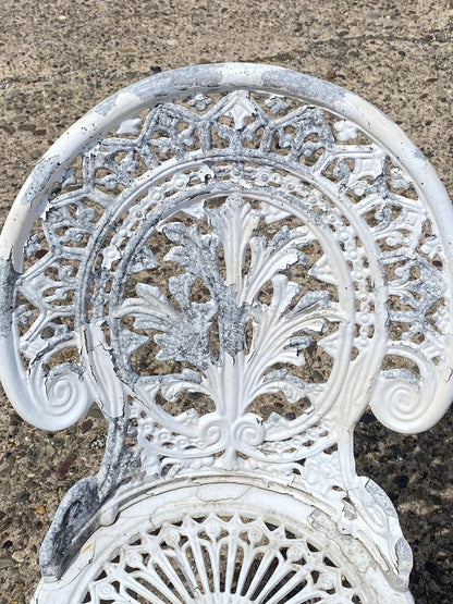 Cast Aluminum Antique Victorian Style Outdoor Garden Bistro Side Chairs - Pair