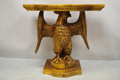 Vintage Neoclassical Style Gold Carved Wood American Eagle Console Hall Table