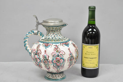 Vintage Keck Keramik Hand Painted Ceramic Pottery German Stein Wine Pitcher