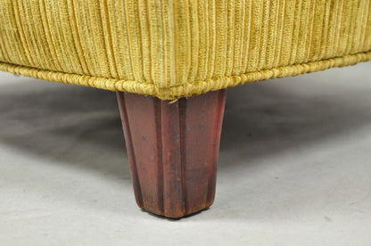 Vintage Traditional Mahogany Leg Green Upholstered Footstool Ottoman