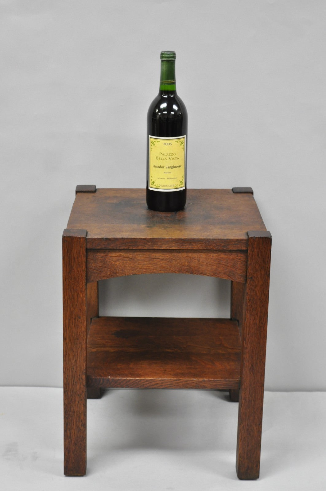 Antique Arts & Crafts Mission Oak Stickley Style 2 Tier Plant Stand Side Table