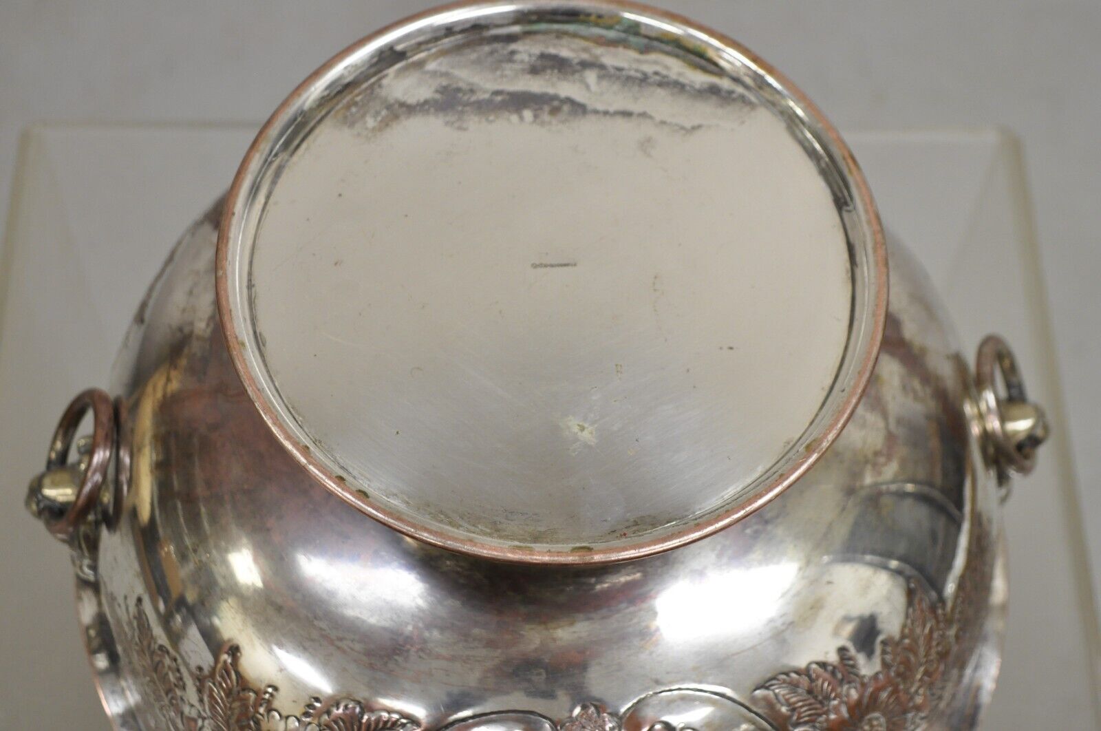 Antique English Regency Victorian Floral Repousse Lion Punch Bowl Ice Bucket