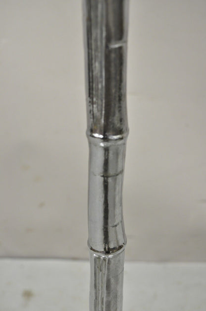 Vintage Hollywood Regency Faux Bois Faux Bamboo Chrome Lotus Floor Lamp
