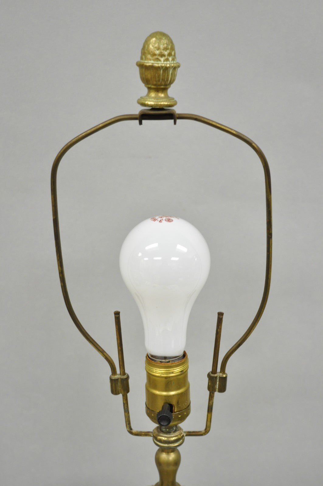 Antique French Empire Regency Gilt Bronze & Marble Column Paw Foot Table Lamp