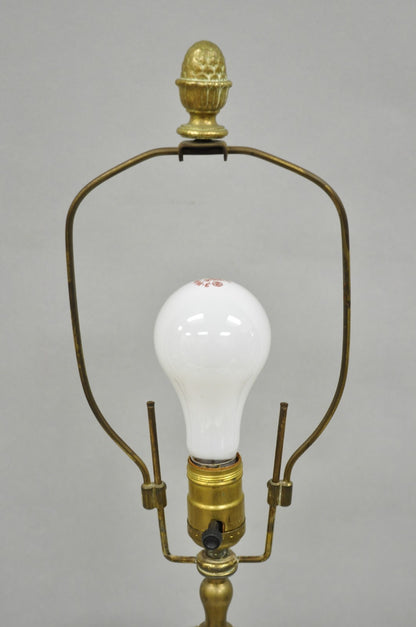 Antique French Empire Regency Gilt Bronze & Marble Column Paw Foot Table Lamp