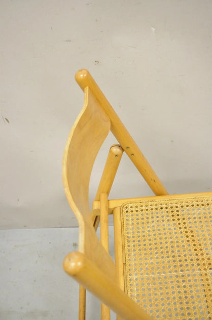 Vintage Habitat England Mid Century Modern Bentwood & Cane Folding Chairs - Pair