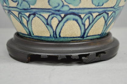 Antique Chinoiserie Chinese Porcelain Blue Ginger Jar Oriental Table Lamp